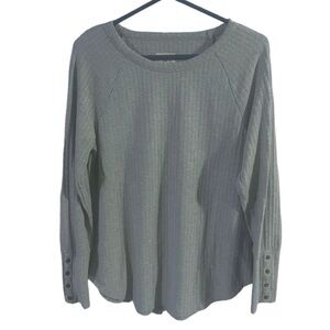 EUC Chasor Womens Long Sleeve Thermal Waffle Shirt Casual Gray L Button Cuff